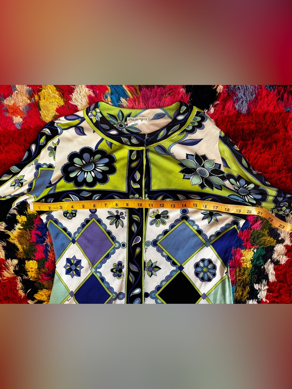 70s Vintage Emilio Pucci Geometric Print Dress Sz M - Picture 7 of 10